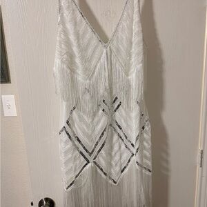 Chic White Fringe Mini Dress